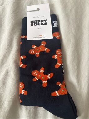 Happy Socks Crew Socks with Gingerbread Men